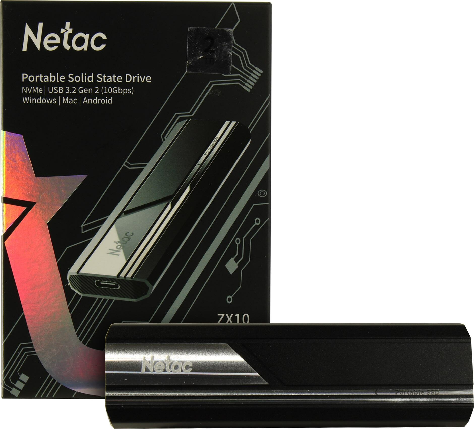 Внешний диск SSD Netac ZX10 NT01ZX10-002T-32BK 2ТБ черный