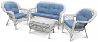 Комплект плетеной мебели Афина-мебель для отдыха LV-520 White/Blue