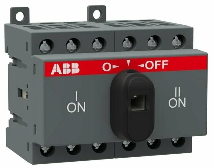 электро рубильник реверсионный ABB 40А OT40F3C 3х-полюсный на DIN- рейку с резерв ручкой 1SCA104913R1001