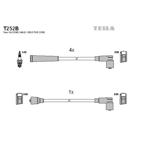 Комплект проводов зажигания, TESLA T252B (1 шт.)
