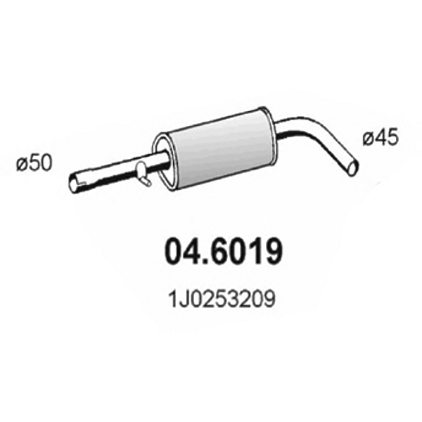 ASSO 04.6019 (105109 / 1J0253209 / 1J0253209A) глушитель (средняя часть)