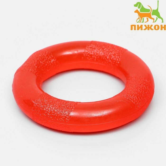 Игрушка "Кольцо" малое, 9 см, каучук, красная (комплект из 7 шт) - фотография № 1
