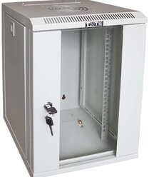 Шкаф Lanmaster настенный 10", 6U 312x300, стеклянная дверь, серый TWT-CBW10G-6U-3x3-GY