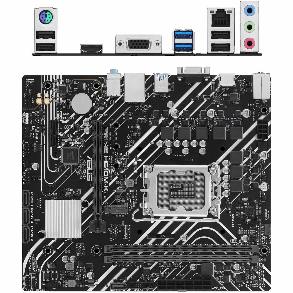 Материнская плата ASUS Prime H610M-K H610 Socket-1700 2xDDR5 4xSATA3 1xM.2 1xPCI-E16x 2xUSB3.2 D-Sub HDMI Glan mATX