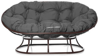 Садовый диван "Мамасан" без ротанга коричневое с серой подушкой M-Group