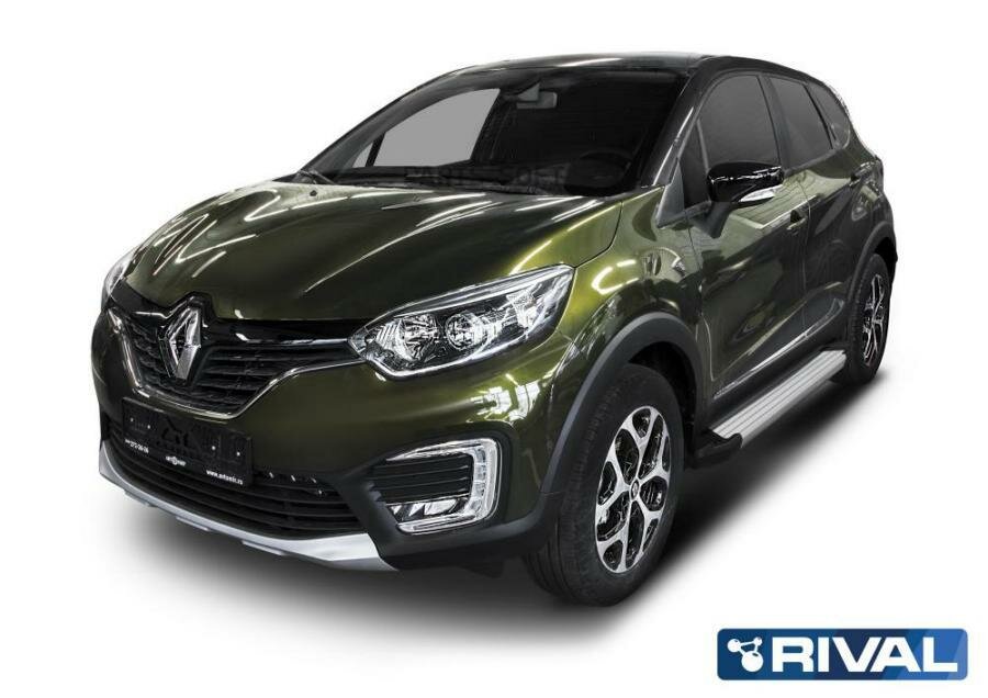 RIVAL F173AL47031 Порог-пощадка Silver F173AL + компект крепежа RIVAL Renault Kaptur 2016-