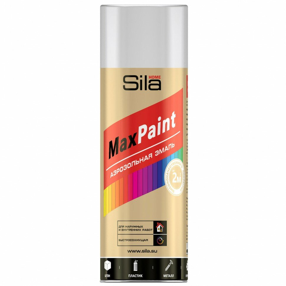 Краска аэрозольная быстросохнущая SILA HOME MAX PAINT хромированный металлик 520 мл.