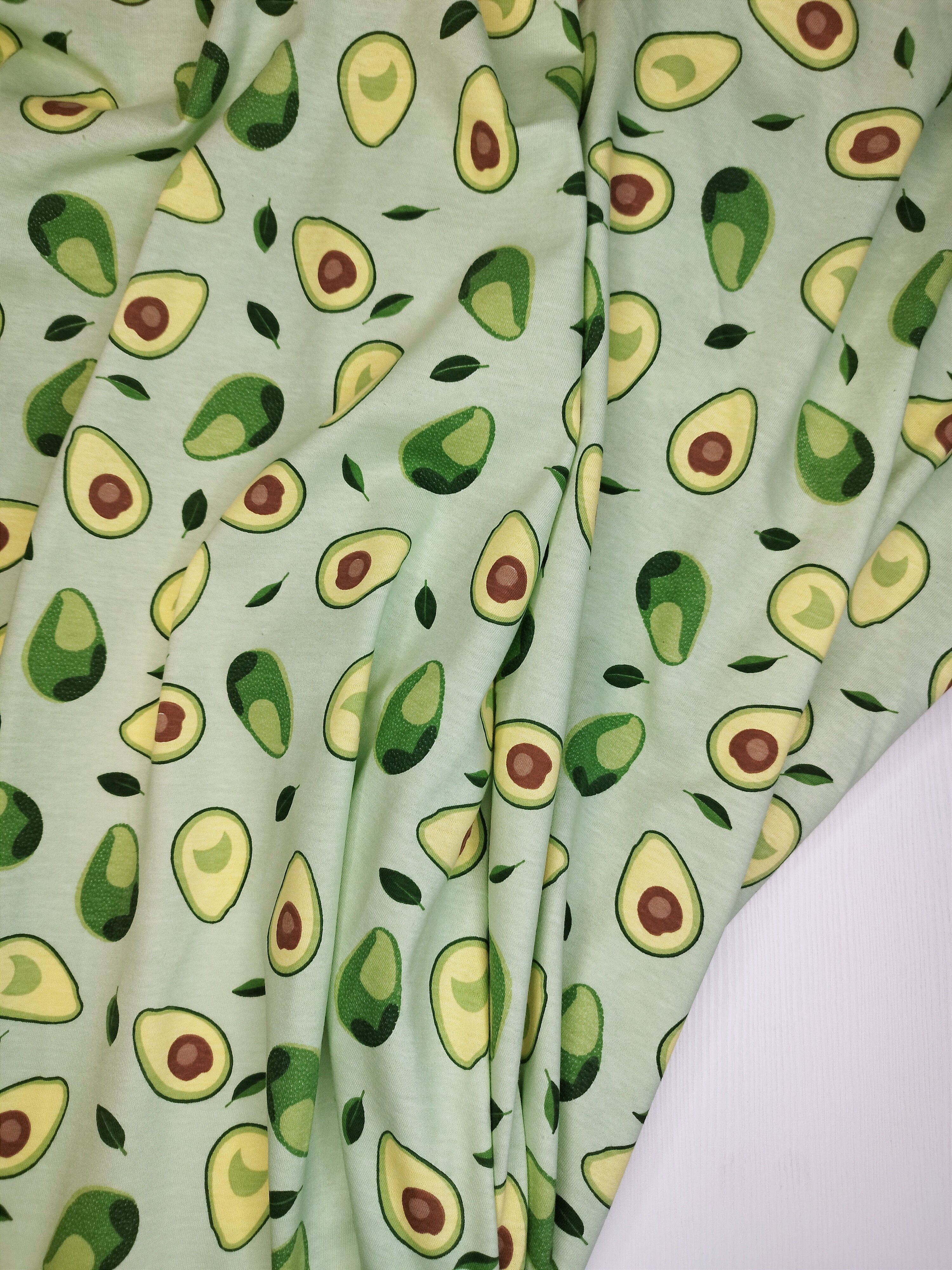 фото Ткань для рукоделия/Трикотаж/Хлопок - 100%/Пенье/Авокадо на фисташковом/Турция/ Заказ - 0,8 м