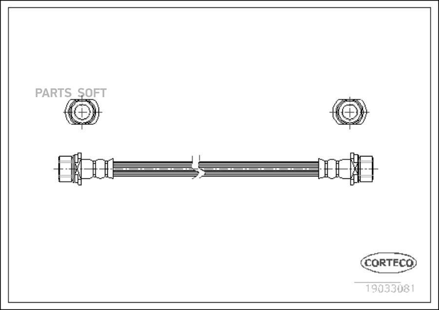 CORTECO 19033081 Шланг тормозной Fr TO LC90 08/00- 290мм