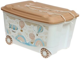 Ящик для игрушек «Воздушные шары», на колёсах 58 × 39 × 33,5 см, 45 л, тёмно-бежевый