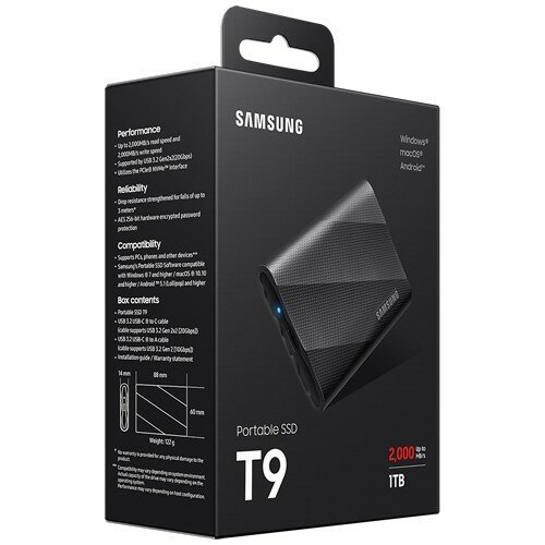 Внешний накопитель Samsung T9 SSD USB 32 1Tb Black (Черный) MU-PG1T0B/WW