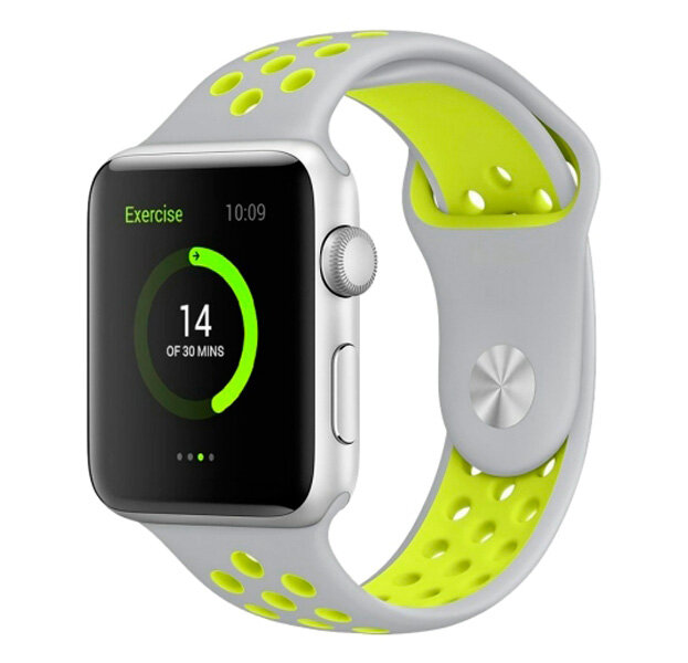 Ремешок Apple Watch 42/44/45/49 mm Perforated Sport Band Gray/Green