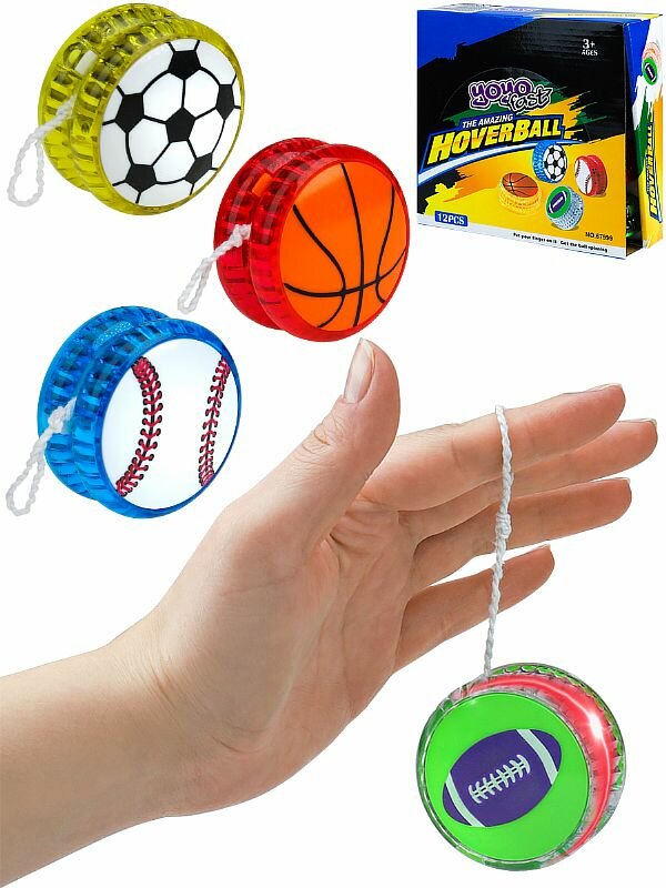 Йо-йо(5.5см) 1шт "Спортивный мяч"(свет, бат.2 шт. AG3 в компл, цвет-микс)(Арт. И-2137)