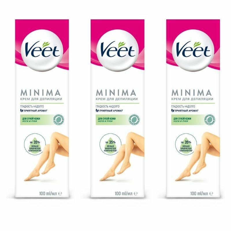 Veet Крем для депиляции, Minima, для сухой кожи, 100 мл., 3 шт.