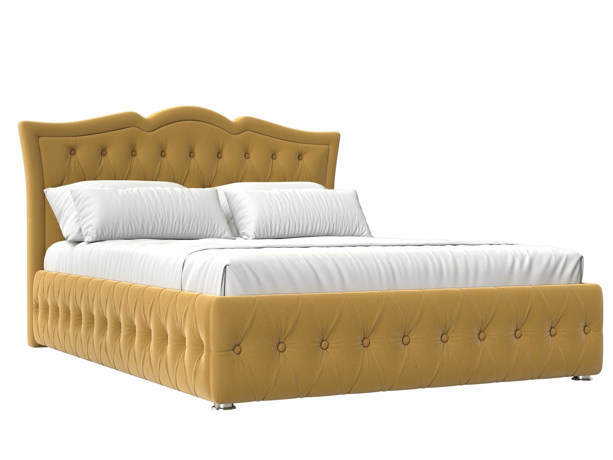 Интерьерная кровать Герда 160, Микровельвет желтый