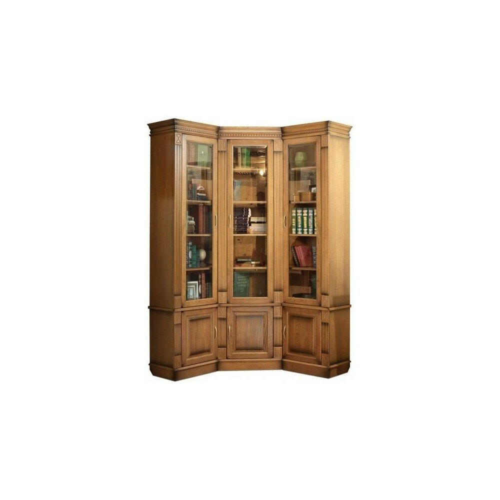 Шкаф книжный Библиотека Верди Угловая 138х138х40х200 см ммк-древ классический орех 2