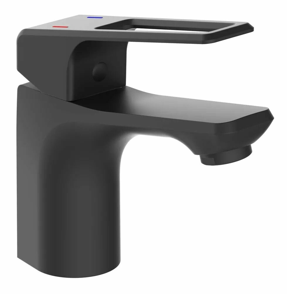 фото Смеситель для раковины с монолитным изливом Эверест, цвет черный