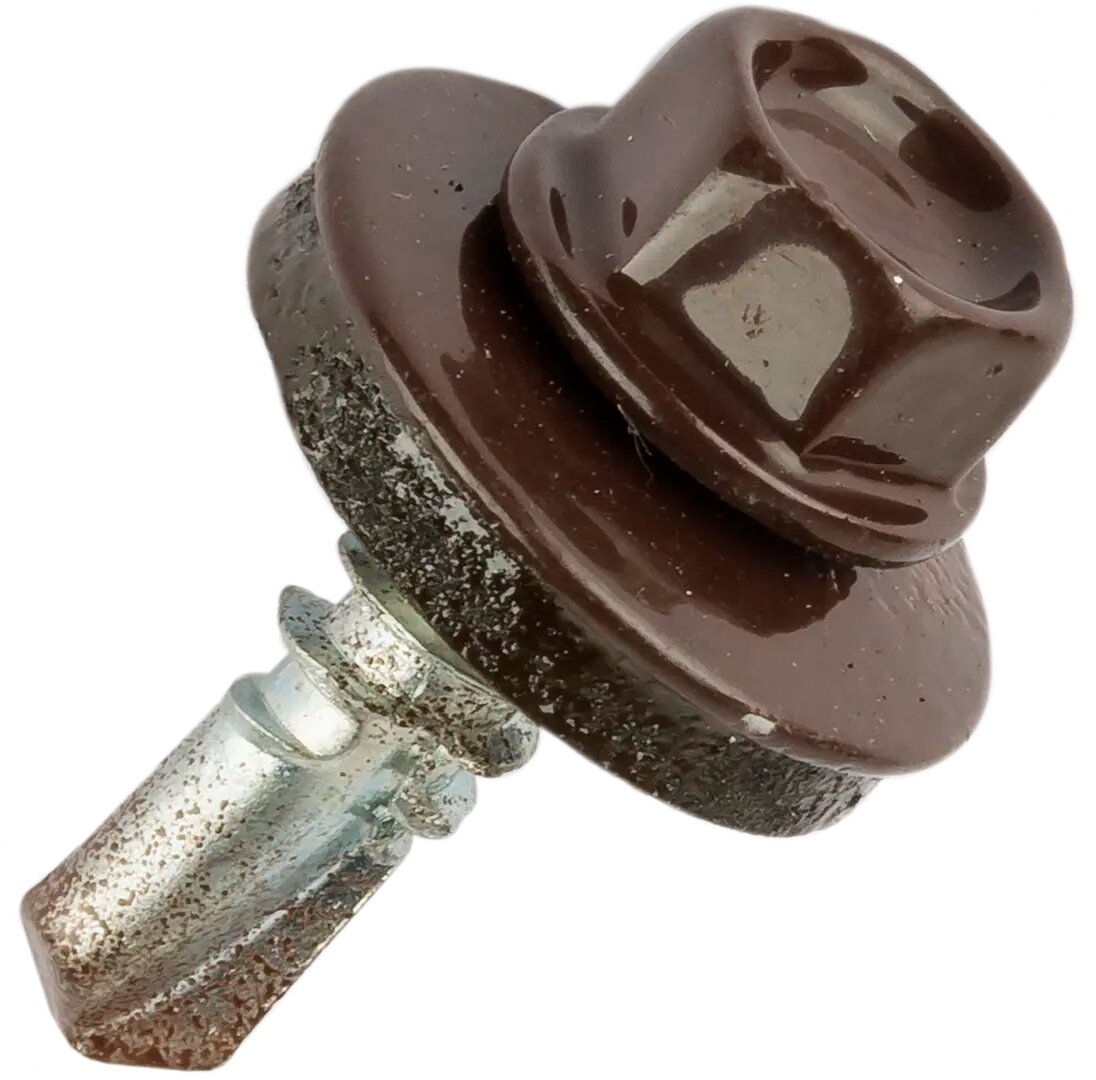 фото Кровельные саморезы STANDERS RAL8017 сверлоконечные коричневые 5.5x19, 120 шт.