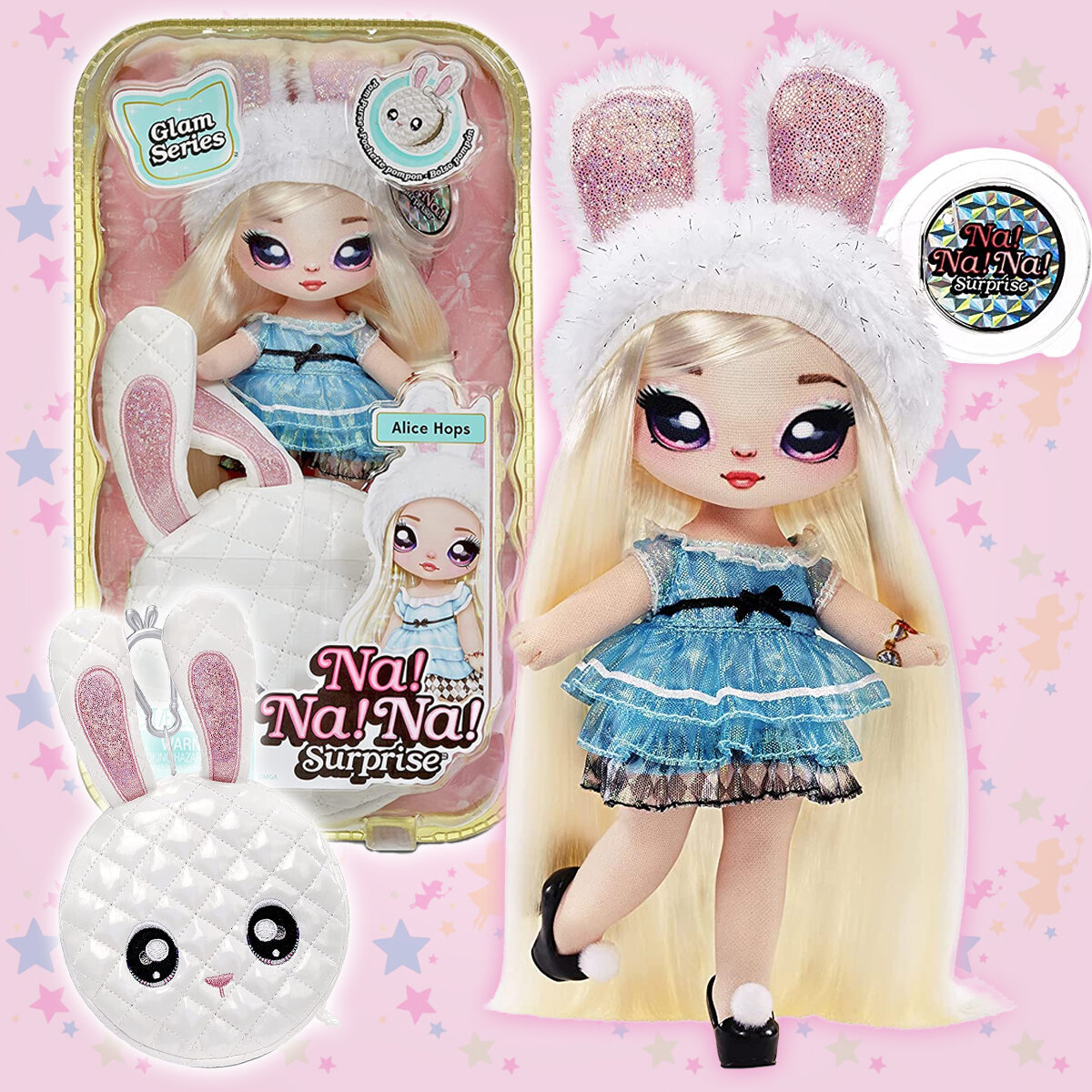 Кукла Na! Na! Na! Surprise 2 в 1 серия Glam Series Alice Hops белый кролик 20 см