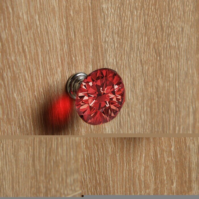Ручка кнопка CAPPIO, цвет красный "Алмаз", стеклянная, d-30 мм - фотография № 5