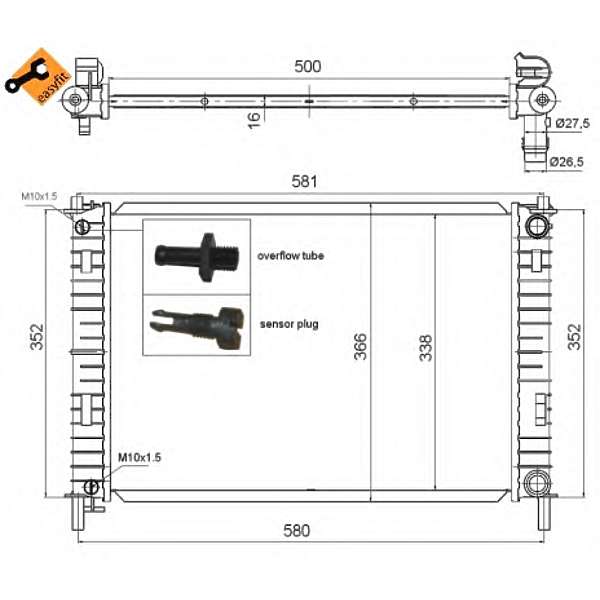 NRF 58276 (1141491 / 1152149 / 1206550) радиатор системы охлаждения мкпп\ Ford (Форд) Fiesta (Фиеста) 1.4 / 1.6