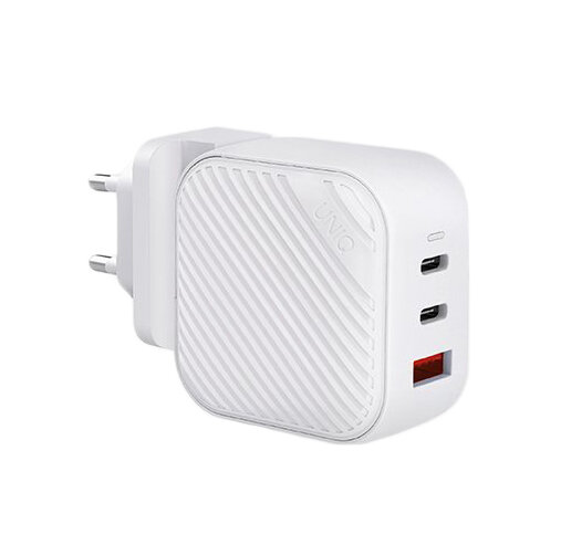 Сетевая зарядка Uniq Verge Pro Gan 2 USB-C + USB-A Smart IQ (66W) White