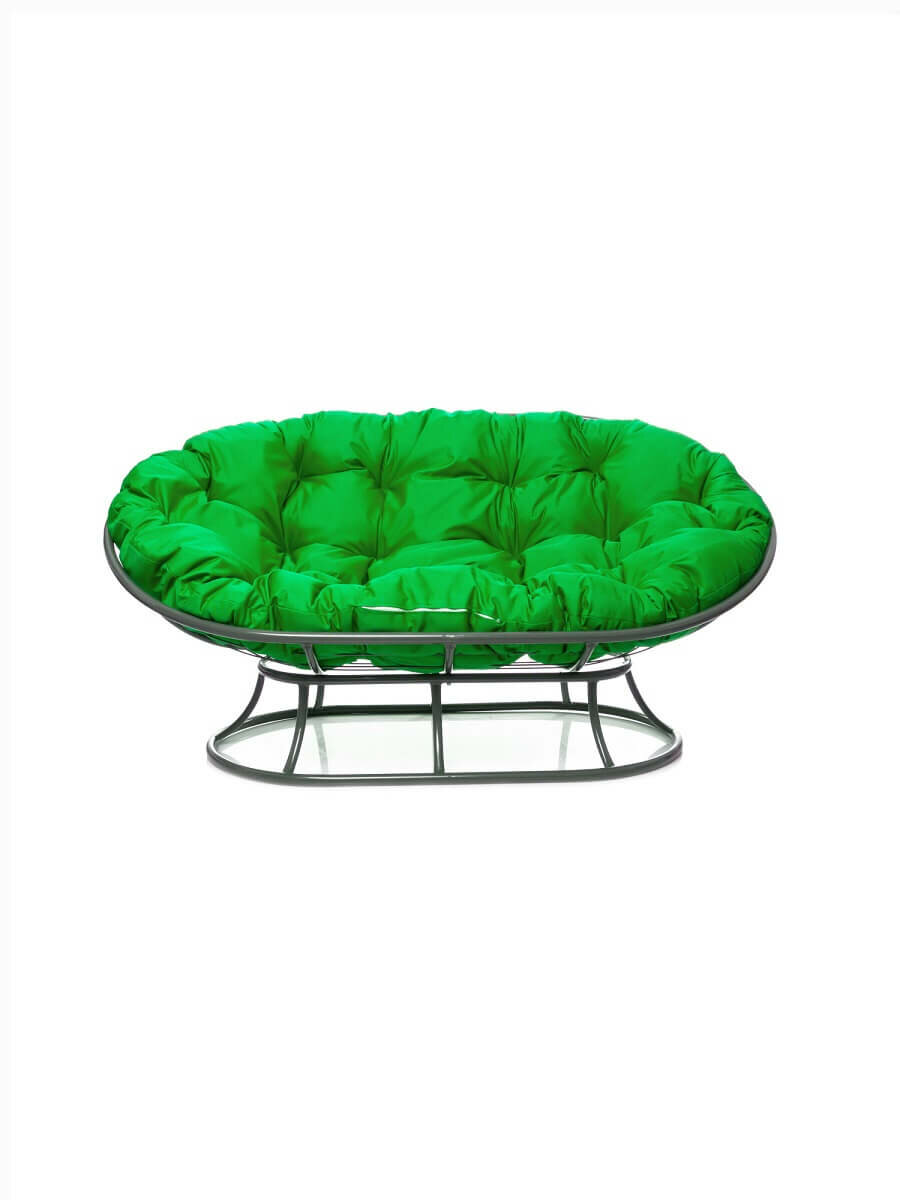 Садовый диван "Мамасан" без ротанга серое с зеленой подушкой M-Group - фотография № 1