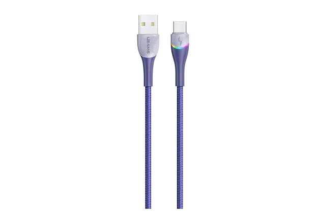 фото Кабель USAMS US-SJ542 USB - USB Type-C, 3A, 1.2 м, нейлон, синий