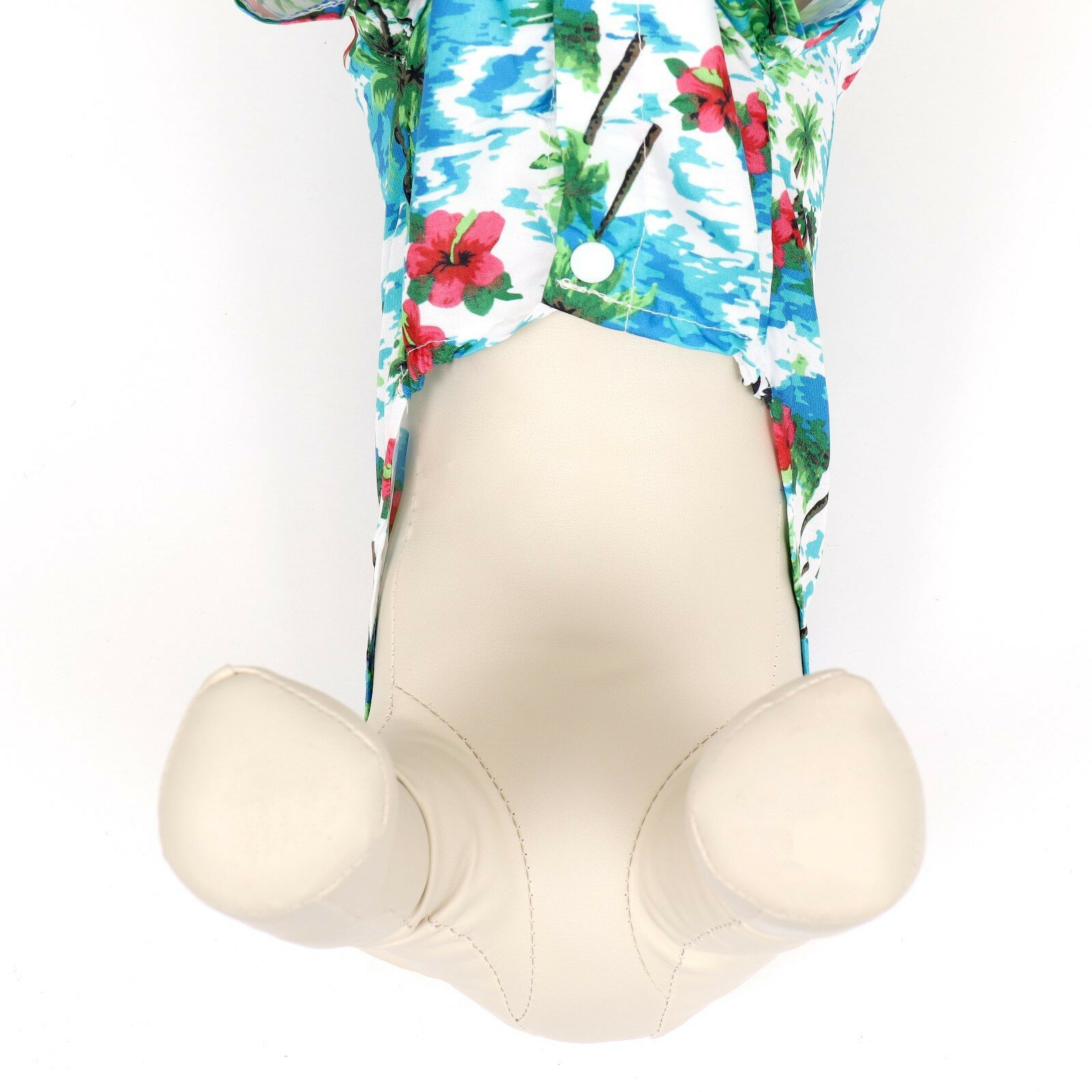Рубашка для собак "Тропики", M (ДС 26, ОГ 34, ОШ 25 см), голубая - фотография № 5