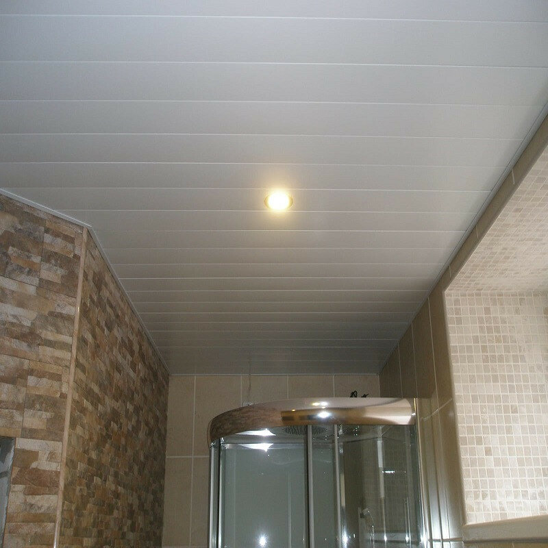 (90_С) Размер 205 м. x 17 м. - Качественный реечный потолок Cesal Белый Жемчуг в комплекте