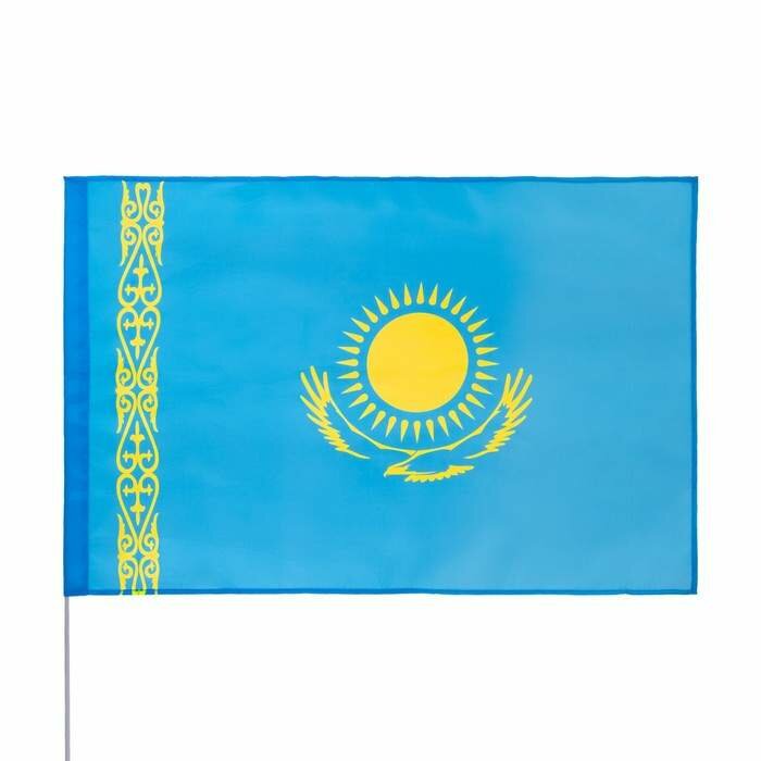 Флаг Казахстана, 90 х 135 см, полиэфирный шелк, без древка (арт. 9226779)