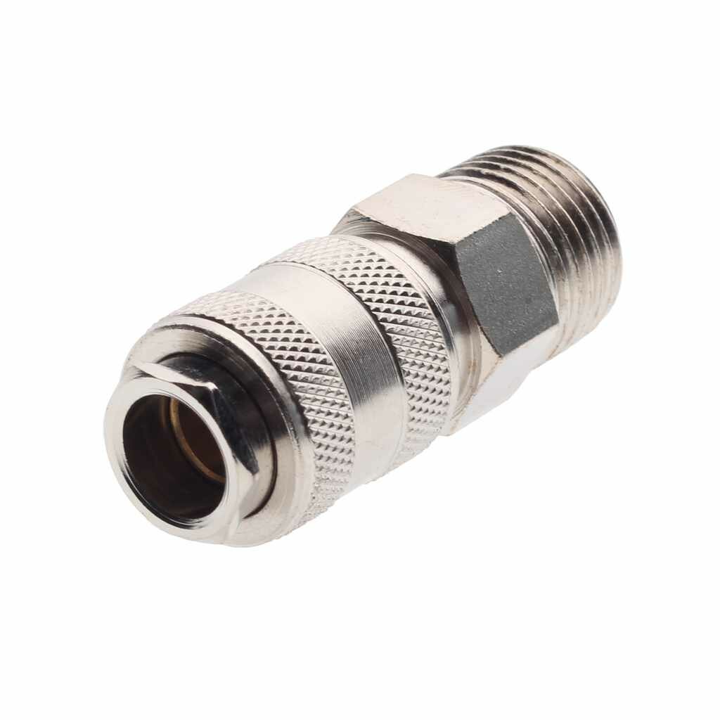 фото Переходник для компрессора M1/2" быстросъемный с клапаном наружная резьба, SE1-4SM, эврика