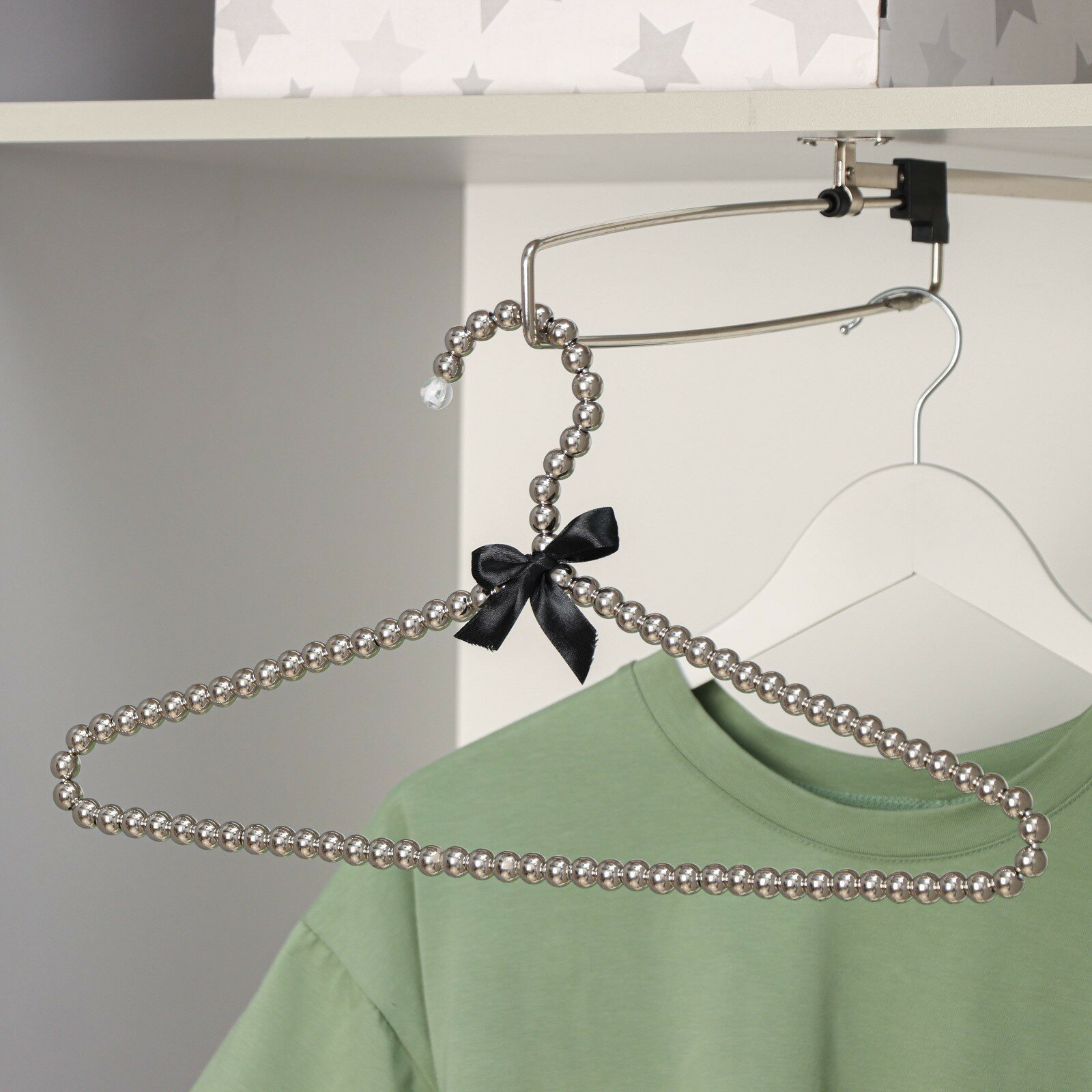 Плечики - вешалки для одежды «Серебряный Жемчуг», 40×21 см, цвет серый