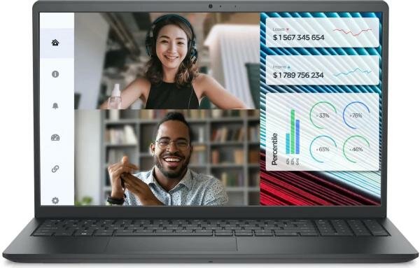 Ноутбук 15.6" 120Ghz WVA FHD DELL Vostro 3520 black (Core i3 1215U/8Gb/512Gb SSD/noOS/RJ45) ((3520-3850))