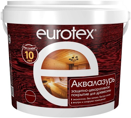 Защитно-декоративное покрытие для дерева Eurotex Аквалазурь полуглянцевое 25 кг ваниль