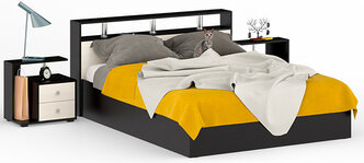 Камелия Кровать 1600 + две тумбы, цвет венге/дуб лоредо