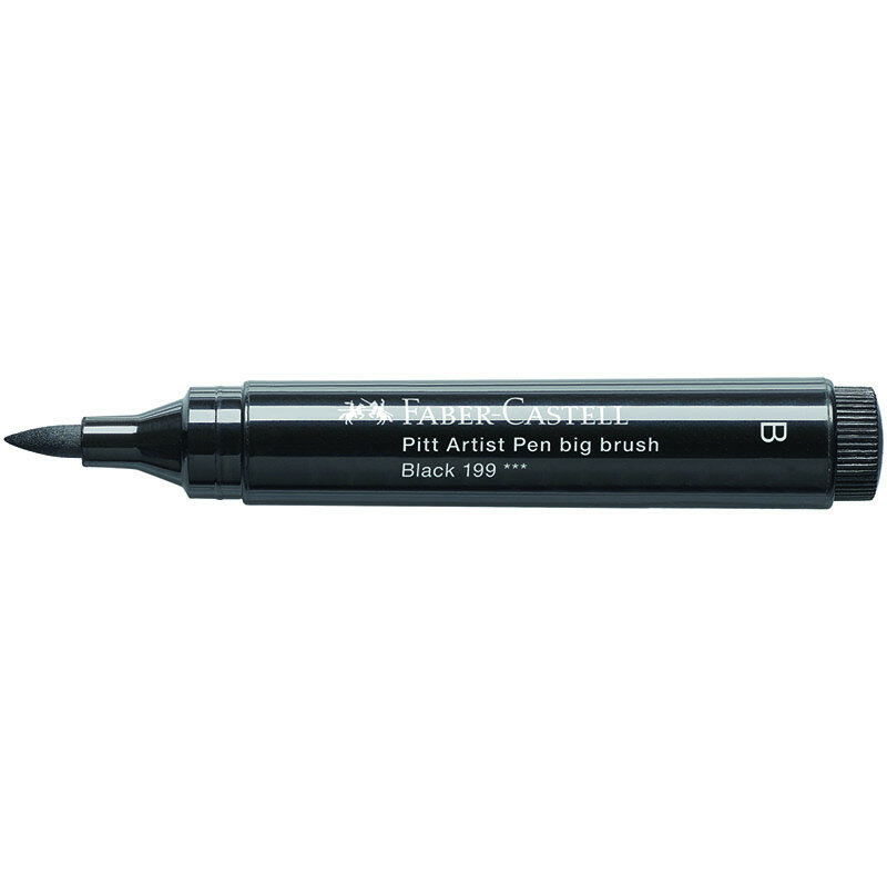 Ручка капиллярная Faber-Castell "Pitt Artist Pen Big Brush" цвет 199 черный, 3мм, пишущий узел "кисть", 326572