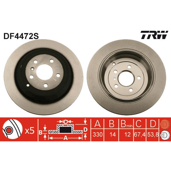 Тормозной диск, TRW DF4472S (1 шт.)