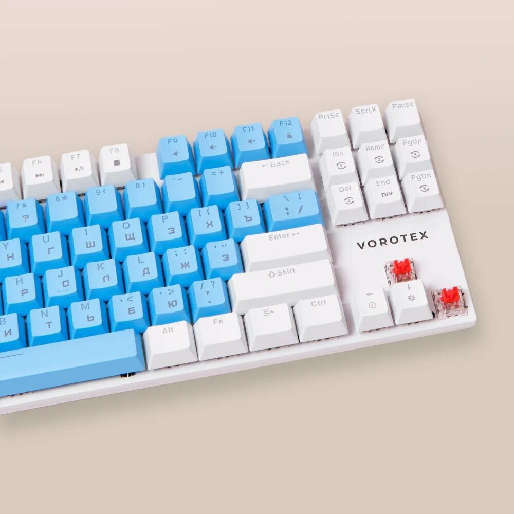 Клавиатура игровая проводная VOROTEX K87S Red Switch русская раскладка (Синий белый)