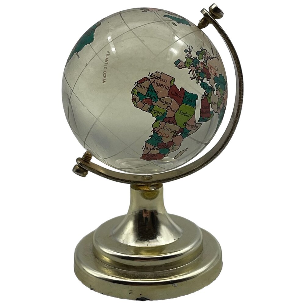 Глобус сувенирный, диаметр 5 см, цветной, стекло, металл, 2015-2020 гг, Китай