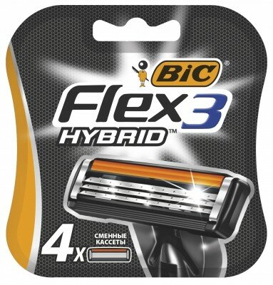 Набор из 3 штук Кассеты для бритья BIC FLEX 3 HYBRID (4шт)