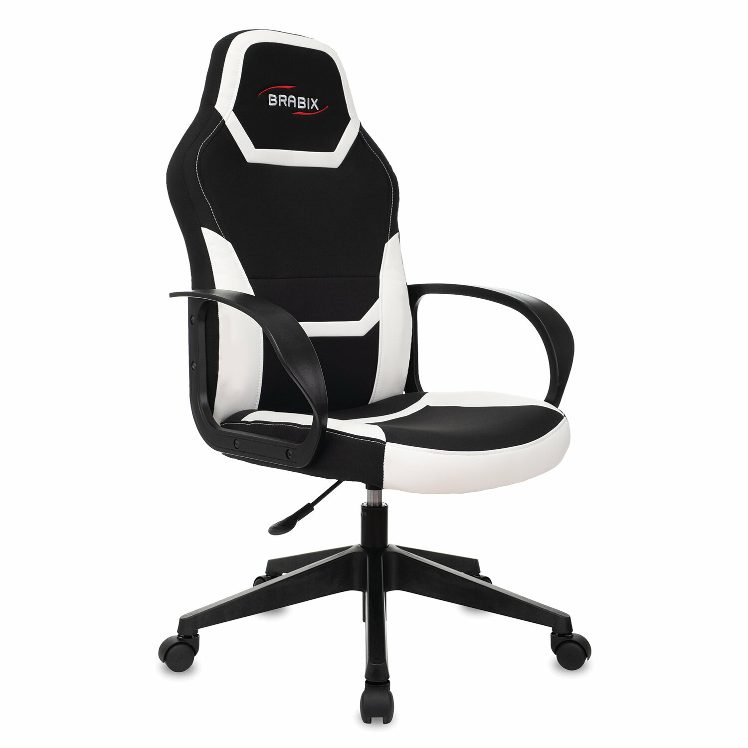 Кресло компьютерное Brabix "Alpha GM-018" ткань экокожа черное белое (GM-018_532640)
