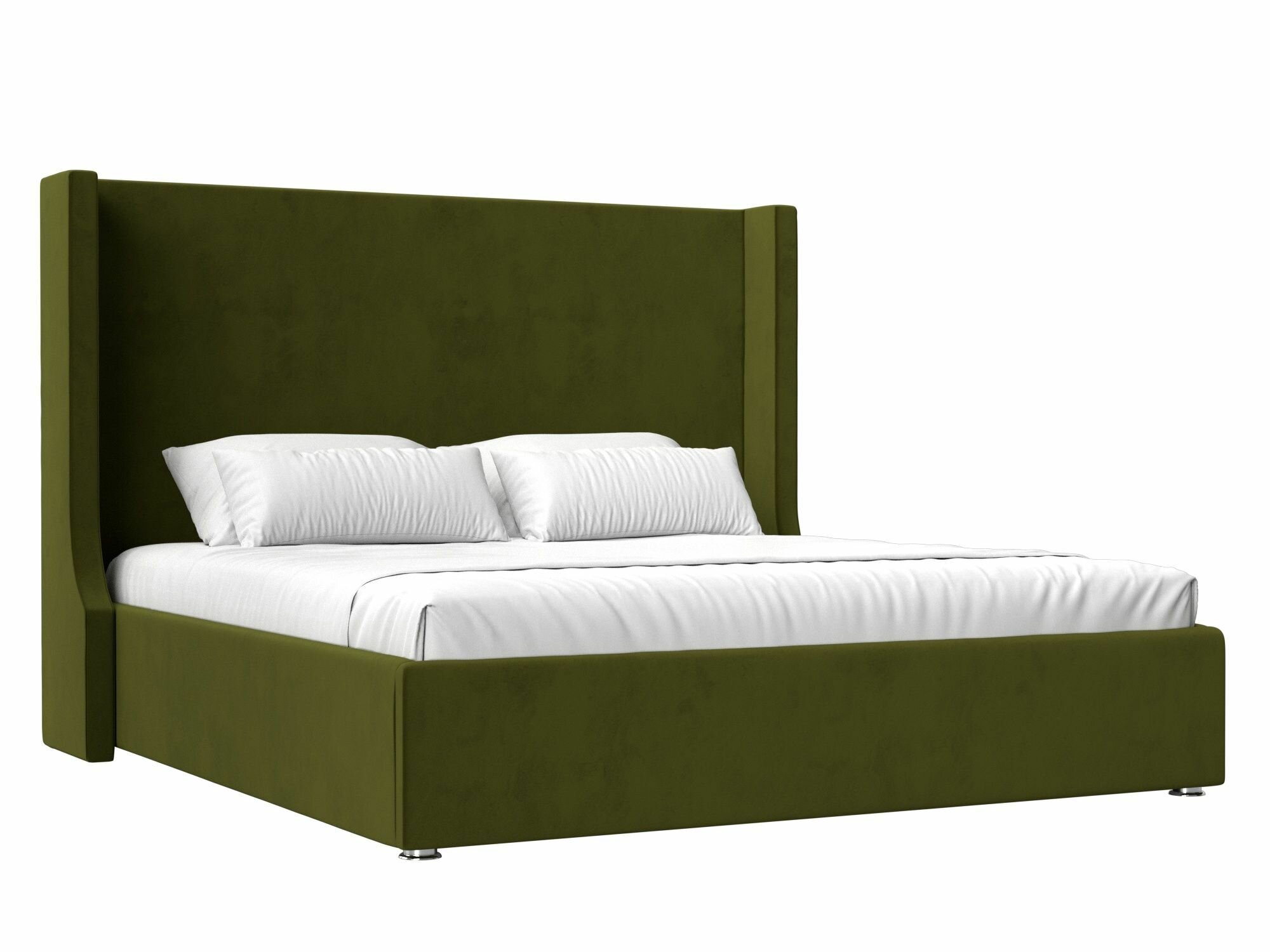 Интерьерная кровать Ларго, Микровельвет зеленый