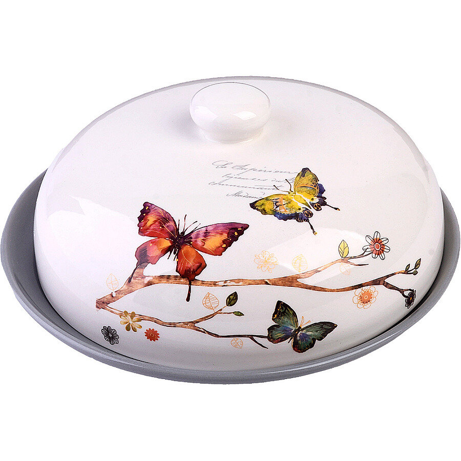 фото Блюдо для блинов с крышкой 23,8х23,8х9,7см 2пр. "Бабочки в саду" LR