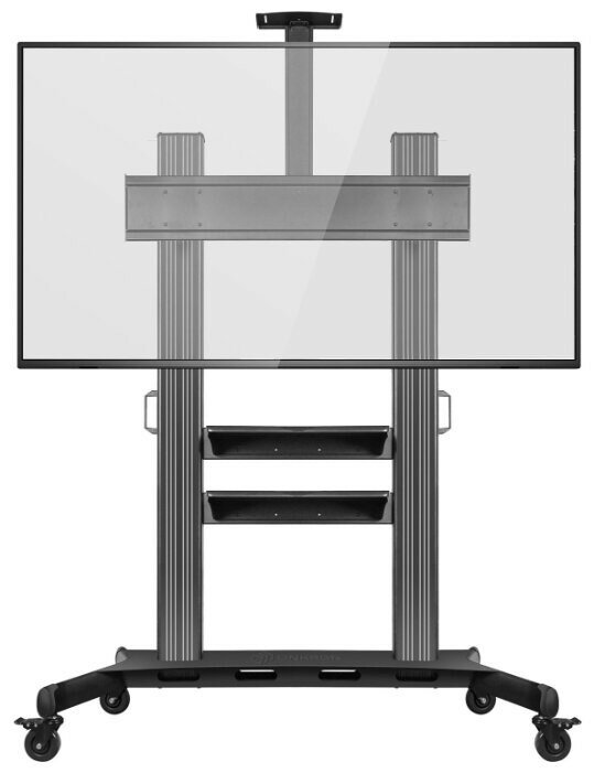 Мобильная стойка ONKRON на 1 ТВ/ 60-100" от 200х200 до 1000х600, макс нагр 136,4кг, высота 1400-1725мм, кабель-канал, 2 регулируемые полки, черная - фото №1