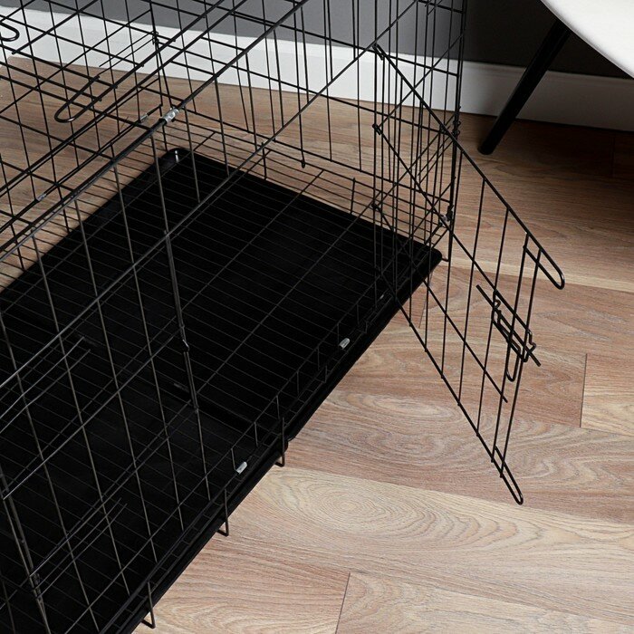 Клетка с люком для собак и кошек, 100 х 60 х 70 см, чёрная - фотография № 3