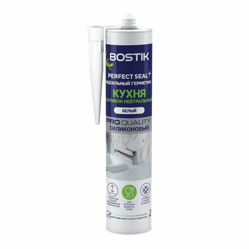 Герметик силиконовый нейтральный для кухни Bostik Perfect Seal белый (280мл)