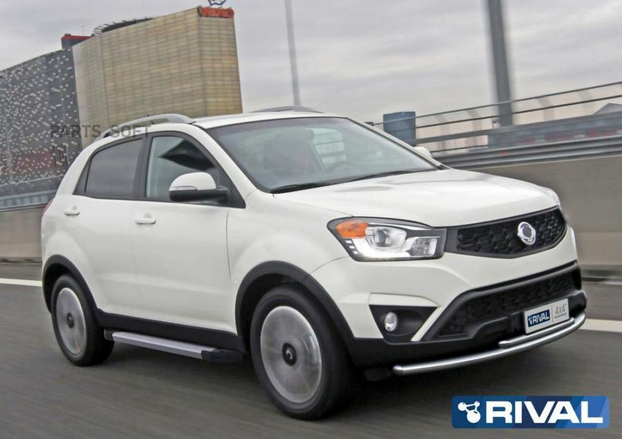 Пороги на автомобиль "Silver" Rival для SsangYong Actyon II 2010-2013 2013-н. в 173 см 2 шт алюминий F173AL.5303.2