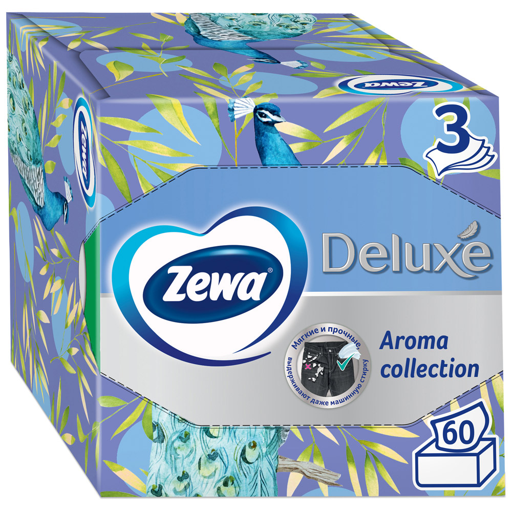 Салфетки бумажные ZEWA Deluxe Арома коллекция, 3-слоя, 60шт