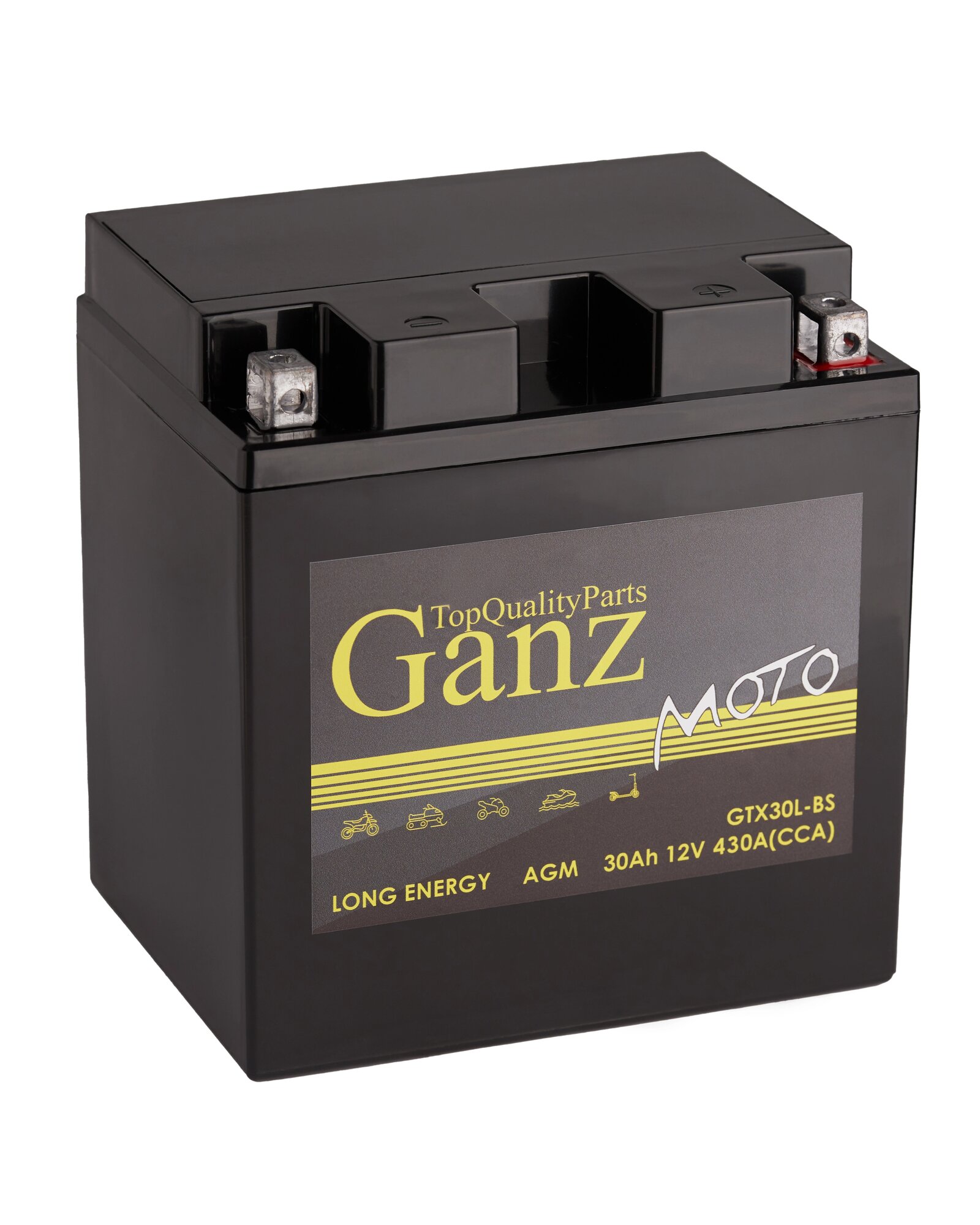Аккумулятор GANZ мото AGM 30 А/ч Обратная 168x126x175 CCA430 А GTX30L-BS GN1230